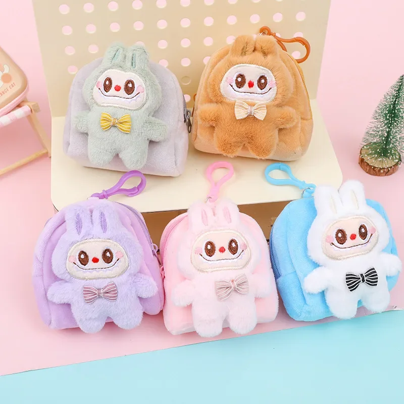 Porte-monnaie en peluche Labubu, lapin mignon, beurre, sac pour écouteurs, porte-clés de voiture, pendentif sac à dos pour garçons, cadeaux de vacances pour filles et enfants, mode