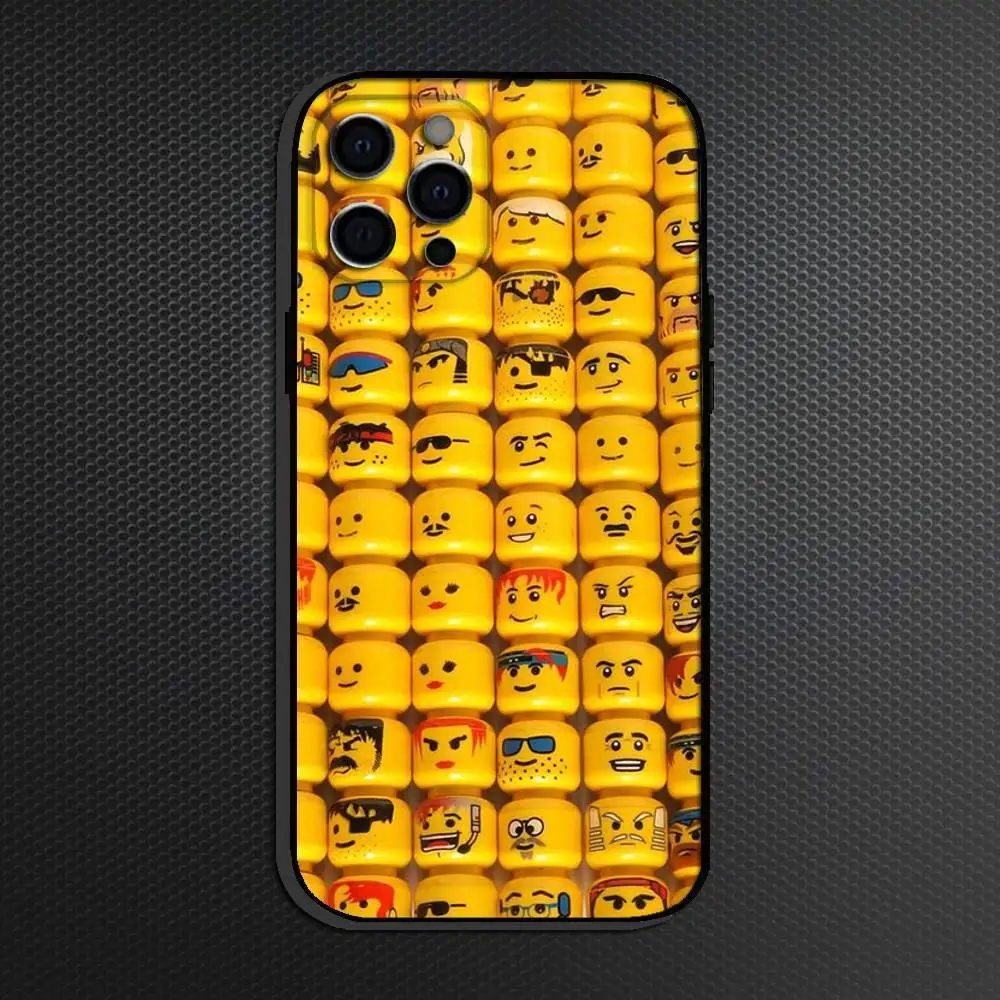 L-LEGO iPhone 16,15,14,13,12,11 Plus,Pro Max用スマホケース、ソフトシリコンブラックカバー