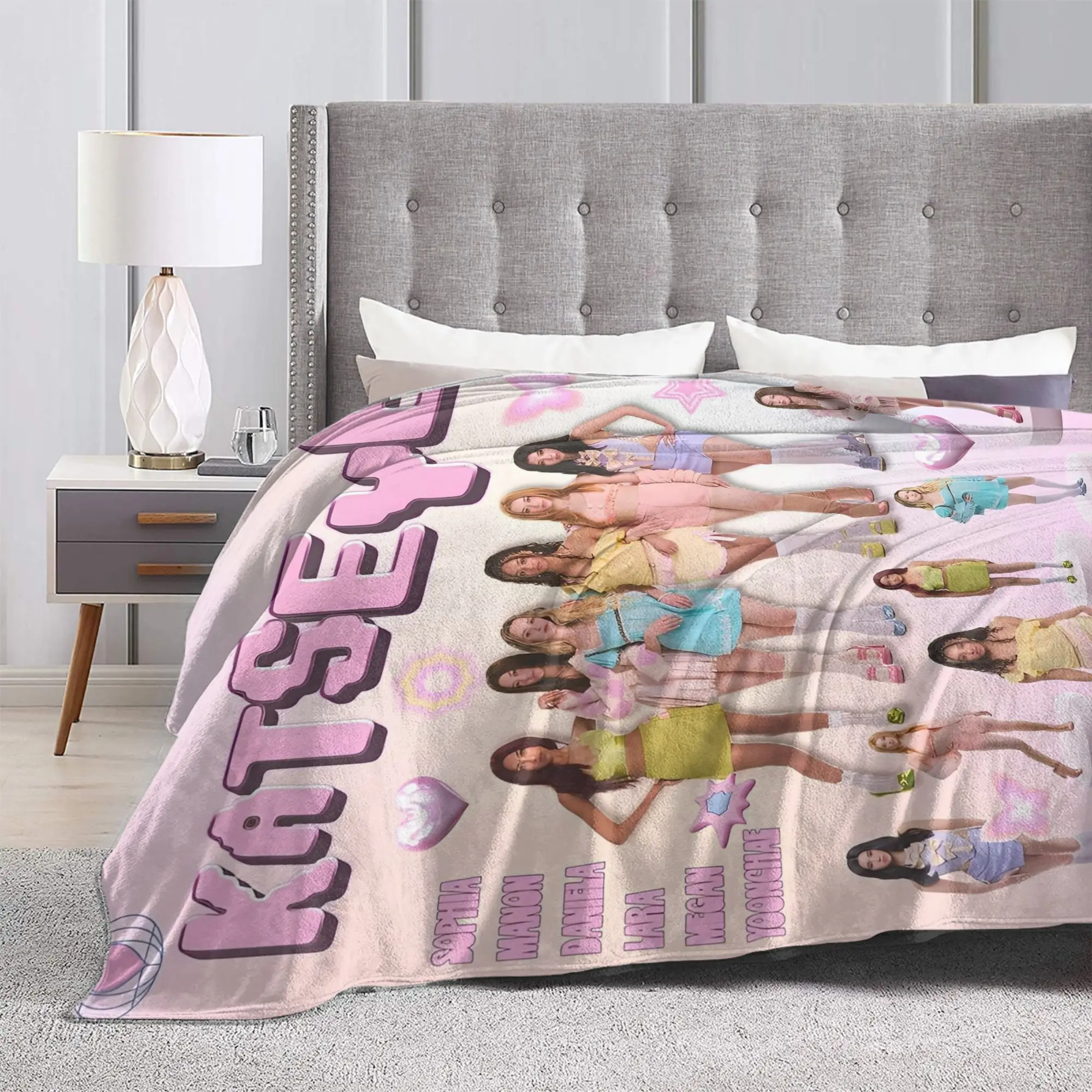 Korean KATSEYE Gnarly Blankets Coral Fleece Plush All Season  Portable Warm Throw Blankets for Bedding Bedroom Plush Thin Quilt