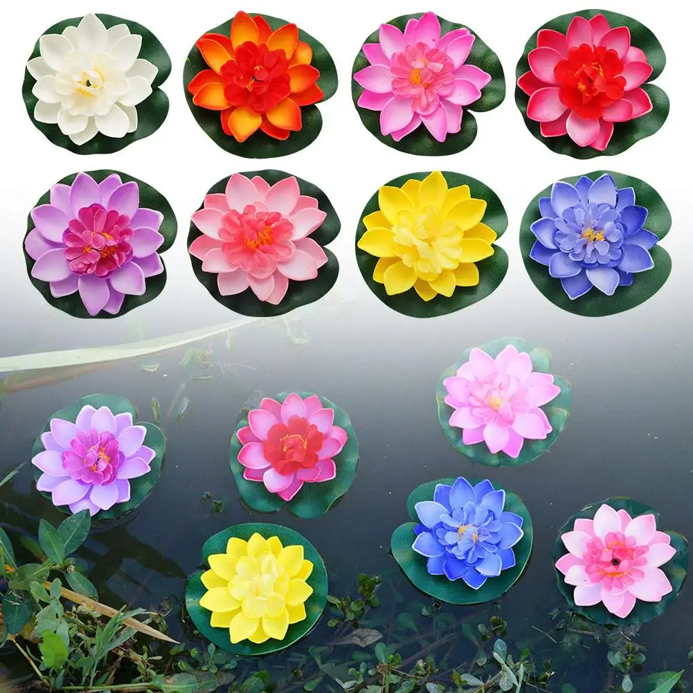 10cm Artificial Lotus Fake Plant DIY Water Lily Simulation Decoration Garden Tank Landscape Flowers Pond Ornament Floating D0V1