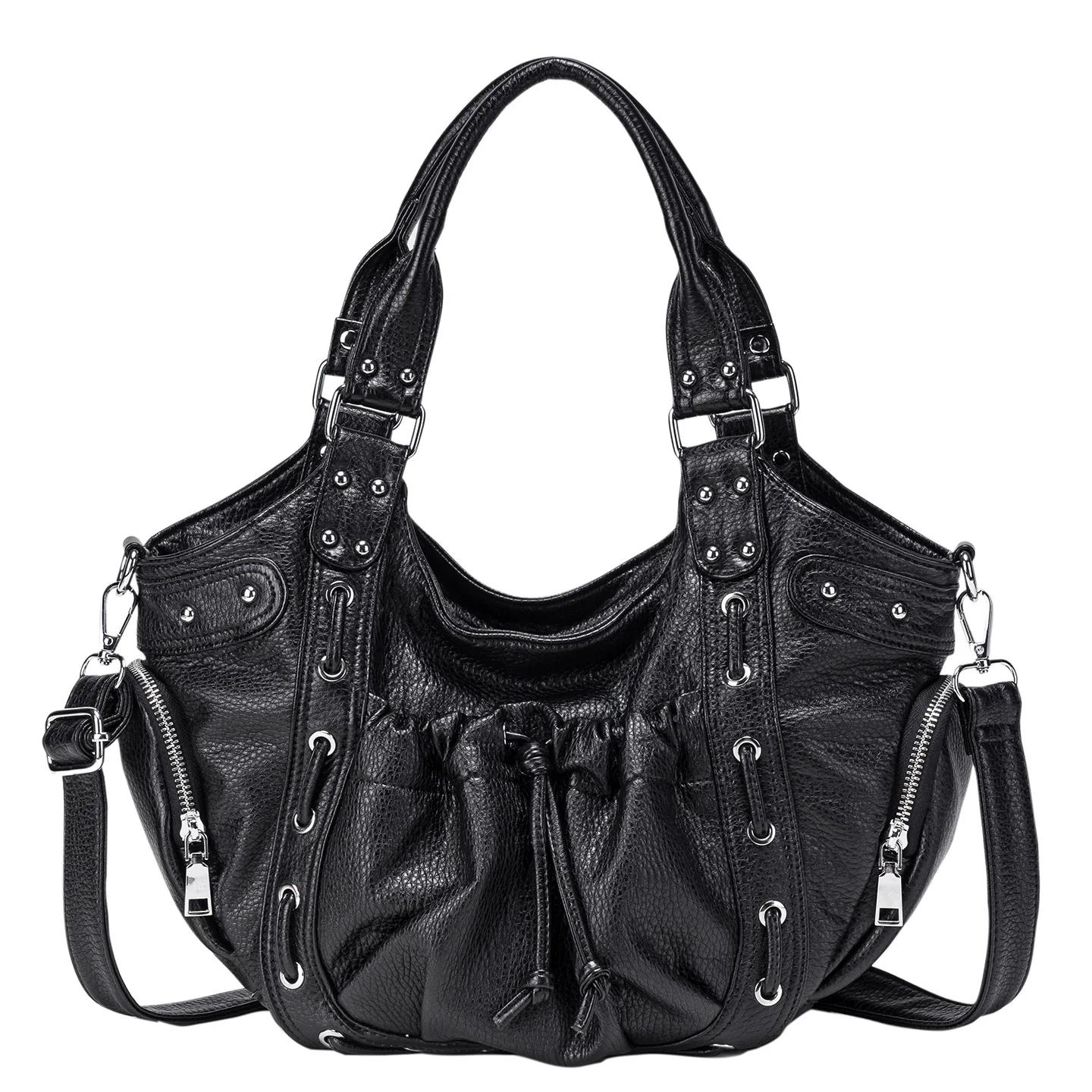 Punk Style Motorcycle Underarm Bag for Women totes large capacity Soft PU leather ladies shoulder Messenger bag handbag bolsa