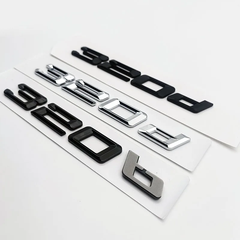 3D ABS Chrome Matt Black Logo 320d Emblem Letters Car Trunk Sticker 320d Accessories