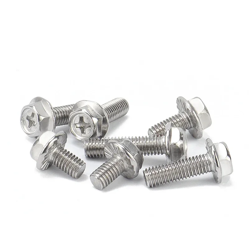 M3 M4 M5 M6 M8 Phillips Flange Bolts 304 Stainless Steel External Hex Hexagon Screws Bolt Metric Thread 6mm to 60mm