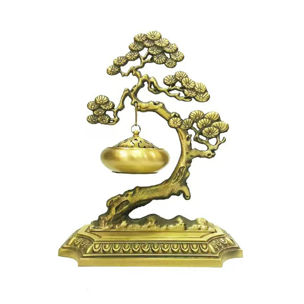 Welcome pine hanging incense burner, Chinese style brass sandalwood censer, home decoration aromatherapy ornaments