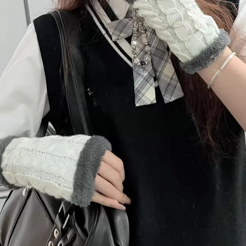 Gants thermiques sans doigts pour l'hiver, garde au chaud, doublés de polaire, chauffe-poignets tricotés pour femmes et hommes, activités de plein air par temps froid