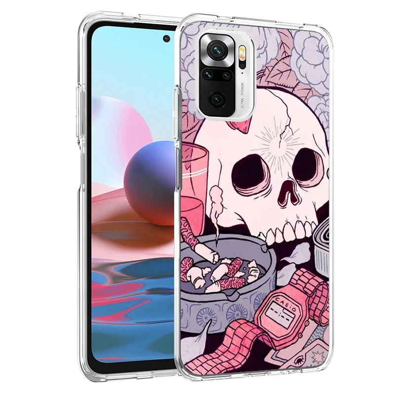 Pink Cat Skull Sorceress Witch Phone Case For Xiaomi Redmi 12 12C 10 10C 10A 9 9A 9C 9T 8 8A 7 7A 6 Pro 6A K70 K60 K40 K20 S2 Pr