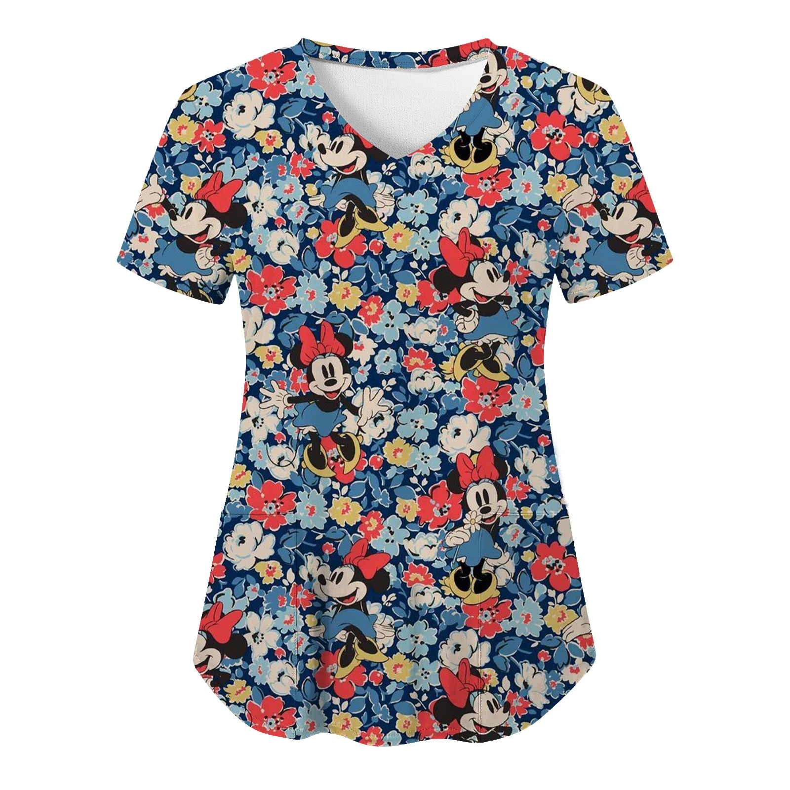 T-shirt Minnie Mouse Y-Disney pour femme, haut avec poche, t-shirt d'hôpital, uniforme d'infirmière d'été, vêtements pour femmes