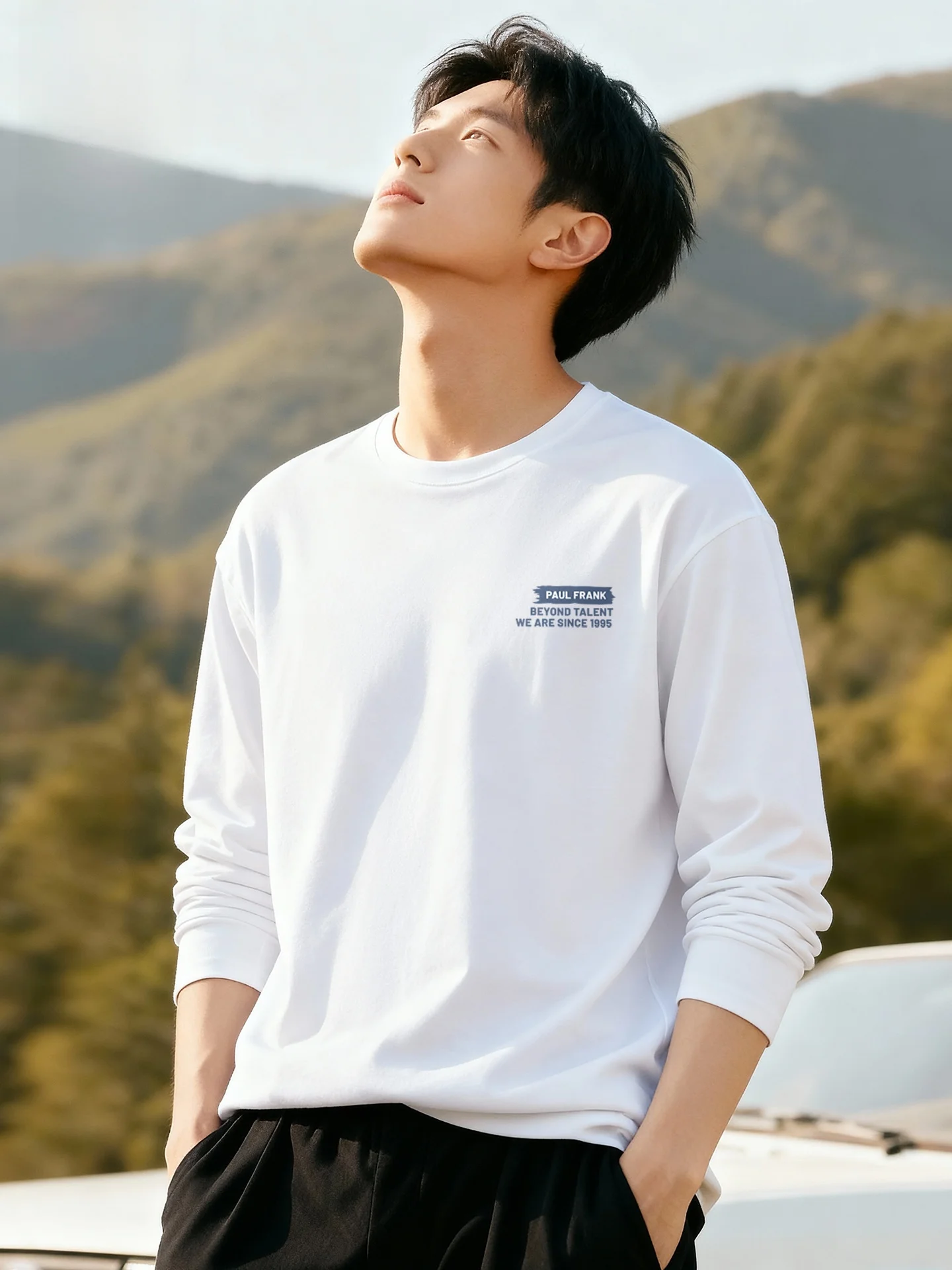 

Мужская футболка с длинным рукавом из чистого хлопка, весенняя, плотная, с принтом обезьяны Big Mouth, дышащая, влагоотводящая