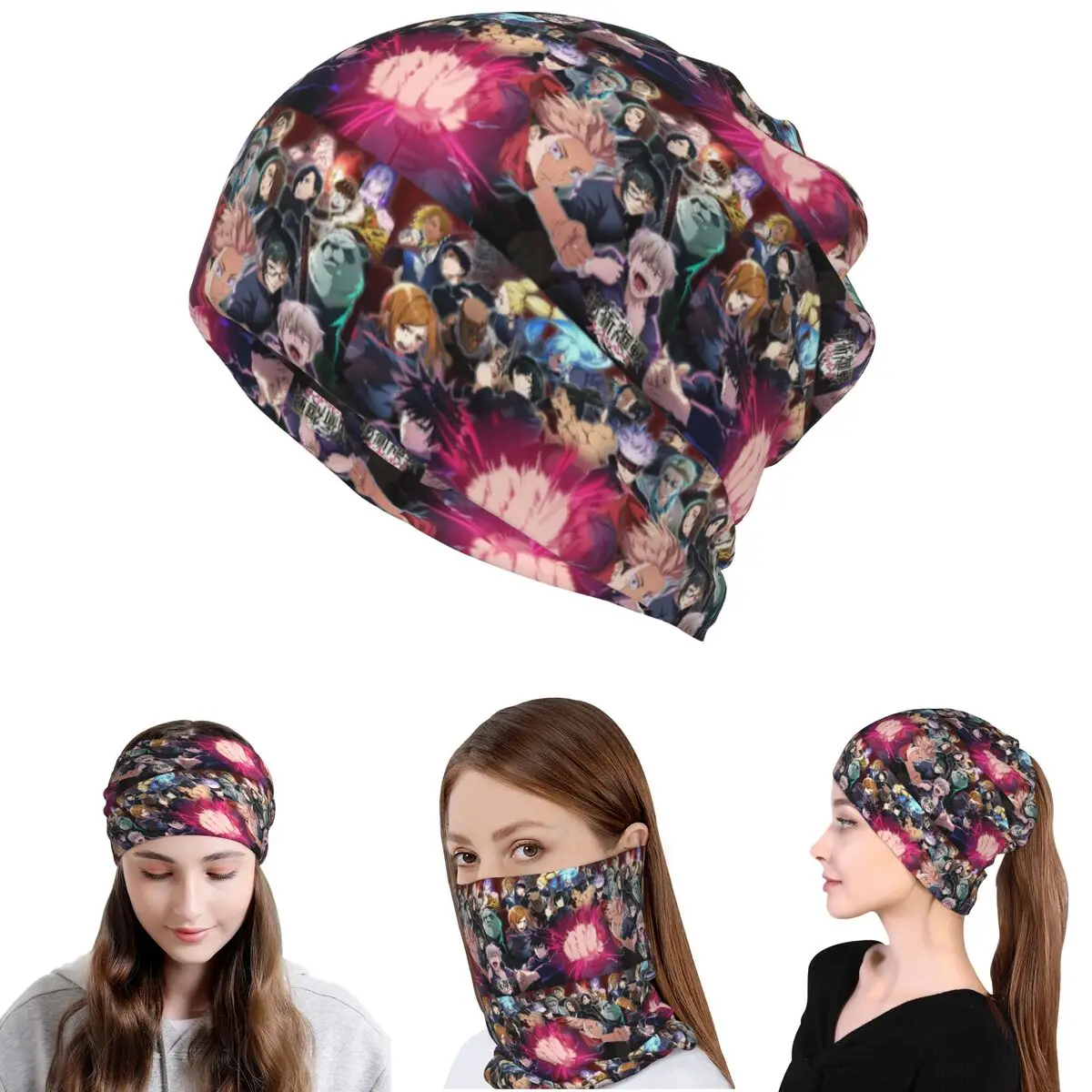 

Jujutsu Kaisen Anime Satoru Yuuji Nobara Megumi Sukuna Bandana Neck Cover Mask Scarf Headband Beanies Hat for Men Women Adult