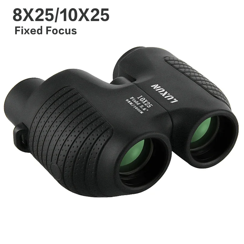 Binóculos HD de foco fixo 8X25 / 10X25 para adultos e crianças Mini binóculos de bolso FMC compactos BAK4 para viagens, caminhadas, cenário ao ar livre