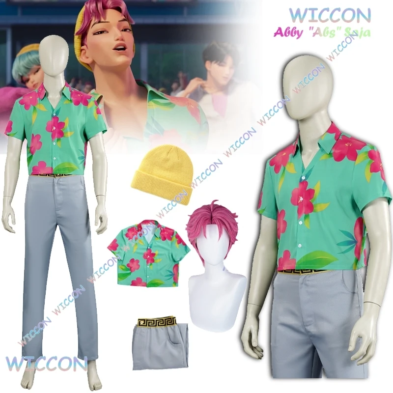 

[OHaYoCos]K-Pop Abby Saja Boys Demon Hunters Cosplay Costume Wig Hat Women Roleplay Halloween Fullset Men Group Stage Flower Shi