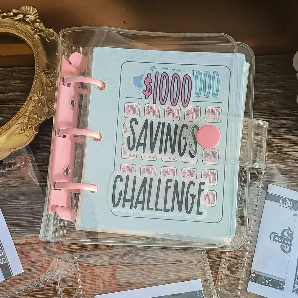 

3 Hole Mini Money Saving Challenge Flipchart Binder Loose-leaf Notebook Binder Housing Budget Planner Christmas Gift Book Album