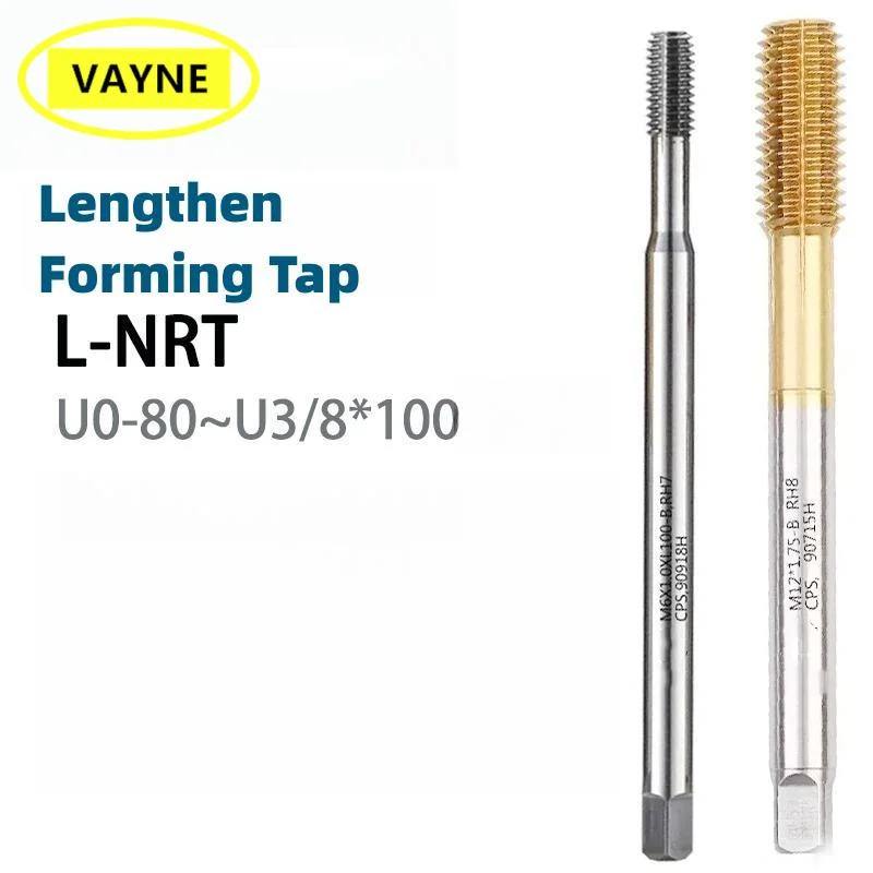 VAYNE American Lengthening Forming Tap For aluminum/With Tin Machine UNC UNF UNS0-80 6-32 8-32 4-40/10-24 5/16 1/4 3/8 X100MM