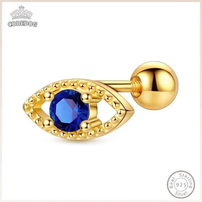 

New 925 Sterling Silver Earrings Pendant Simple Shiny Gold Evil Eye Zircon Wedding Women Jewelry Gift