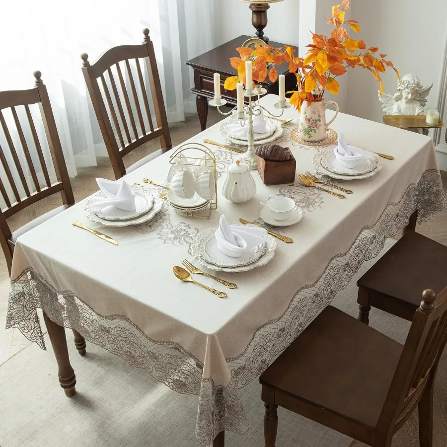 

Скатерть из искусственного льна с вышивкой 60x84 ih для прямоугольных столов, скатерть в современном европейском стиле, винтажная скатерть для фермерского дома