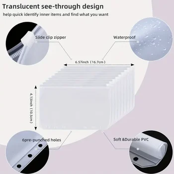 PU皮革預算活頁夾,帶現金信封口袋,拉鍊小巧法式預算袋活頁夾,用於儲蓄,A6尺寸計劃本整理器 10 最佳銷售 預算規劃整理器 - №1