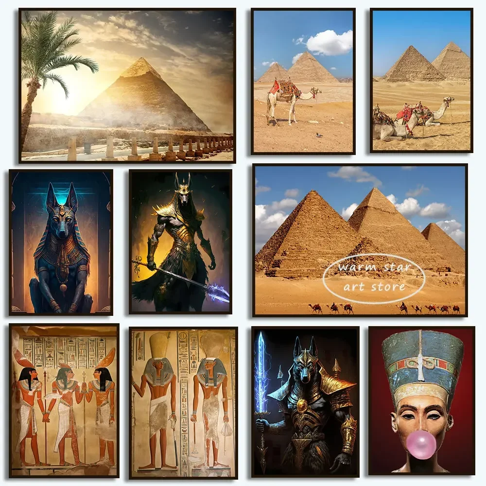 Great Pyramids Egypt Giza Anubis Canvas Paintings Wall Art  Ancient Egypt Pharaoh Tutankhamun Posters Prints Home Room Decor