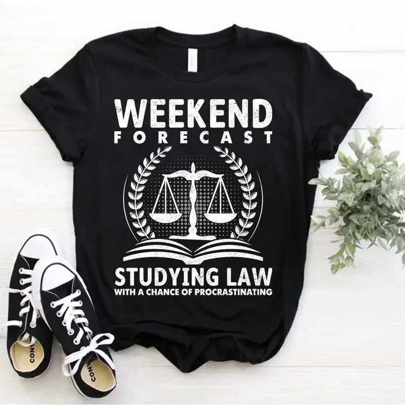 Funny Lawyer Attorney Weekend Forecast Studying Law Student T Shirt Size S 5XL