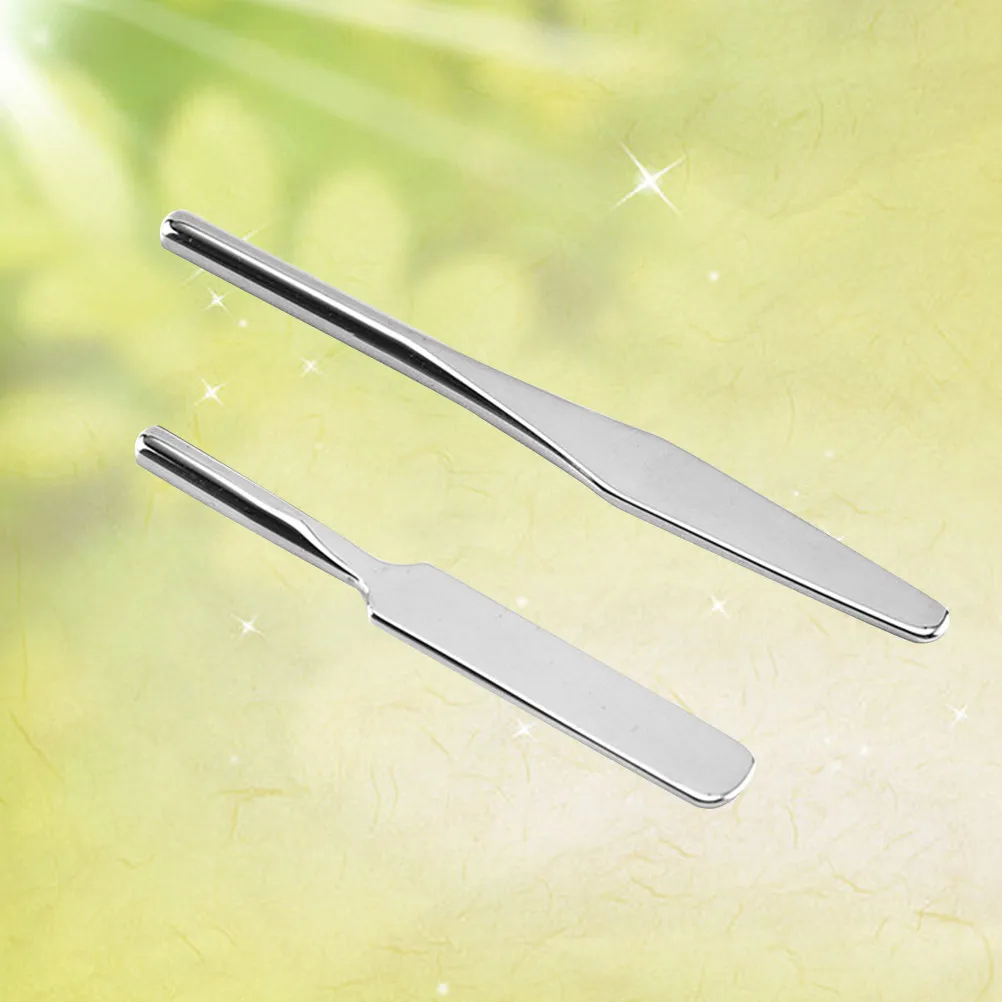 2Pcs Nail Art Stainless Steel Pen Set Non-Toxic Rustproof Manicure Tool Non-Slip Handle Nail Salon DIY Drawing Brush Remover