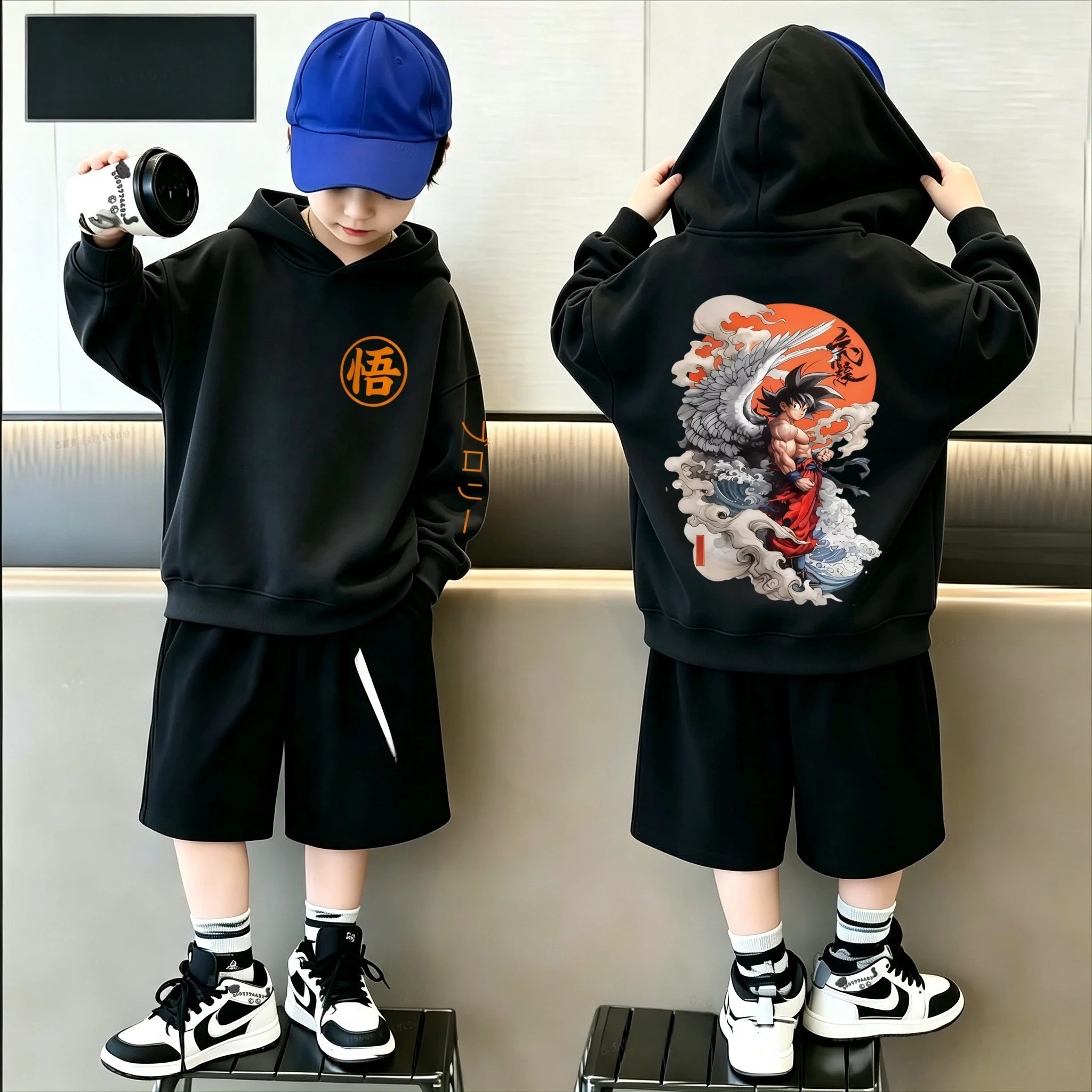 Neuestes cooles Super Dragon Ball Z-Muster bedrucktes Kinder-Sportshirt mit Kapuze - große Größe für Jungen, modisches Kapuzenshirt – Detail 4
