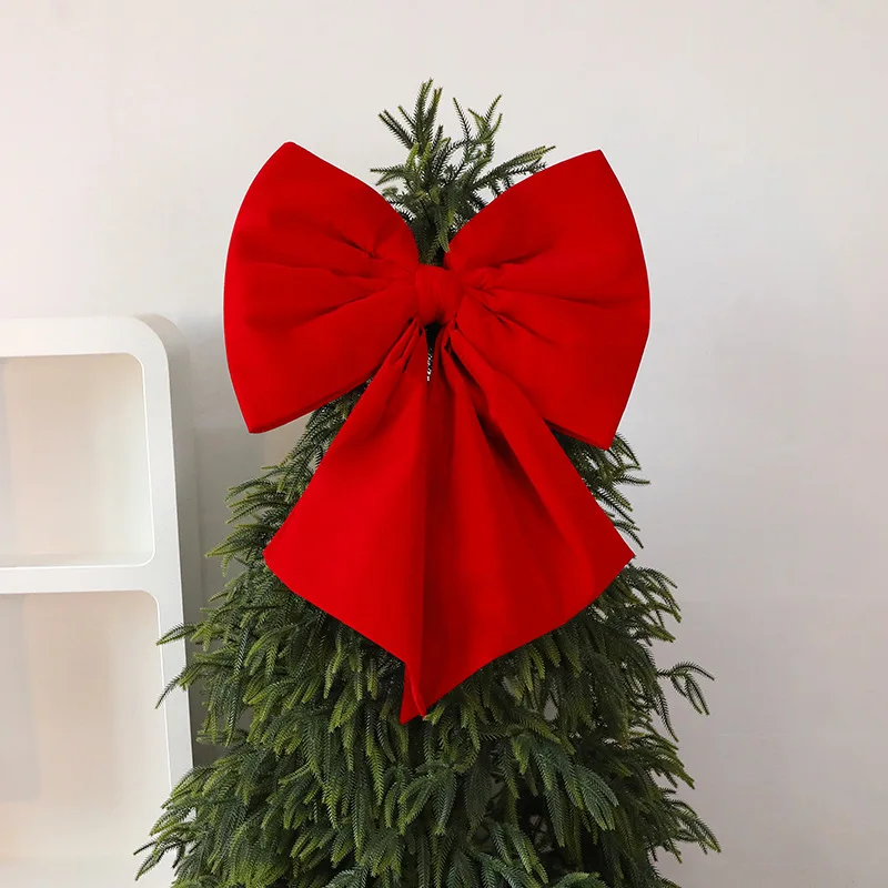 1PC Christmas Bow Red Velvet Christmas Tree Toppers Ornament Large Wreath Bows Door Wall Decor New Year Xmas Party Decoration view 4