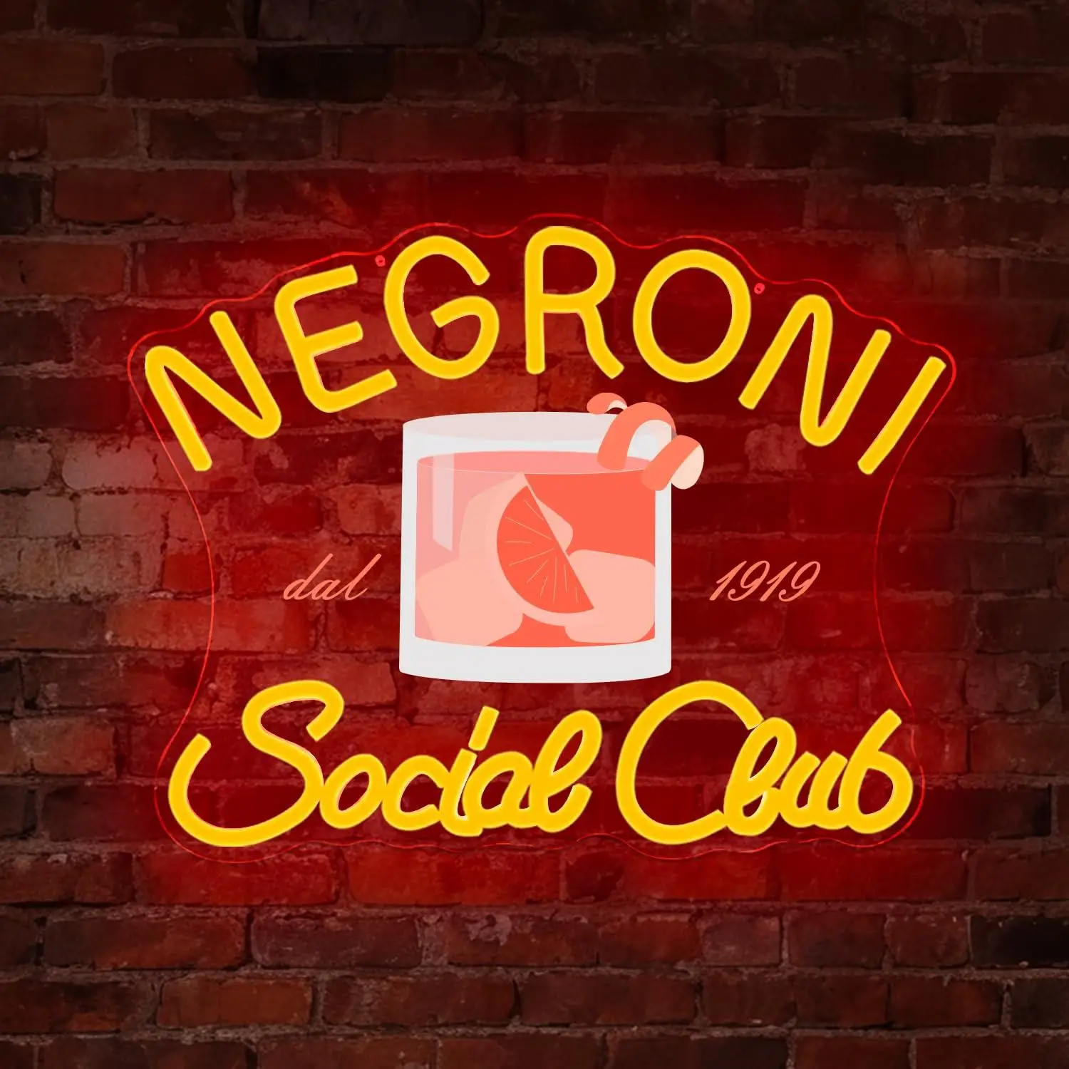Enseigne néon LED pour cocktail Negroni Social Club, décoration murale, bar à domicile, pub, club, fête, décoration artistique, cadeaux