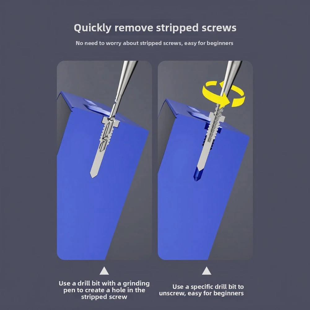 for U8S 2.35mm Drill Bit Kit for Stripped Screw Removal Carbide Alloy Construction for Consistent Performance in Repairs
