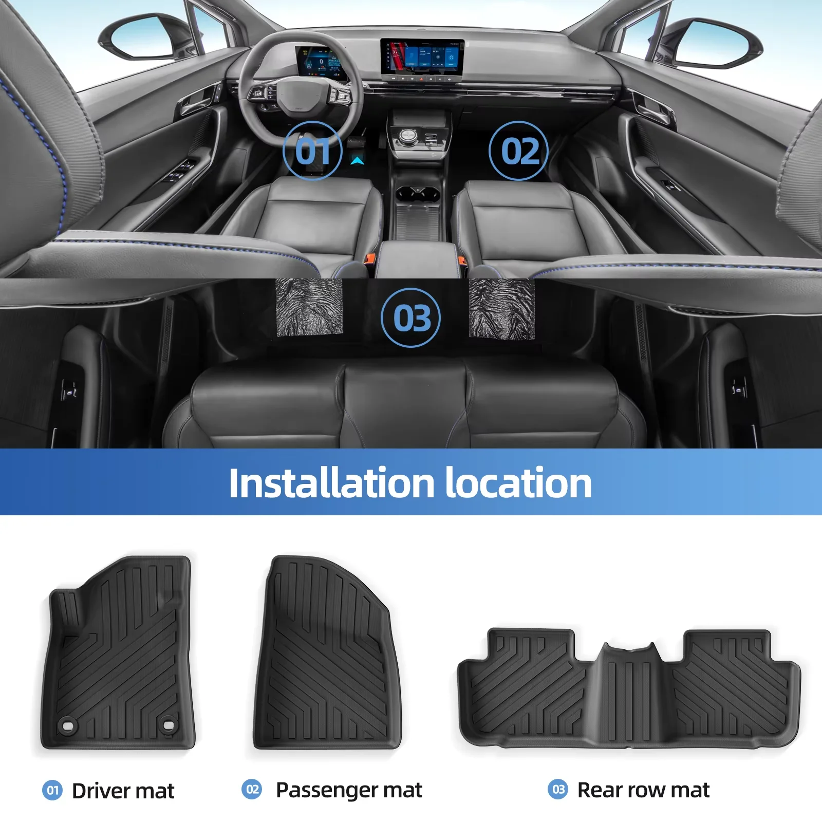 For MG4 EV 2022 2023 2024 Floor Mats Cargo Liner, Waterproof Anti-slip Trunk Mat TPE Foot Pads Left & Right Hand DrIve