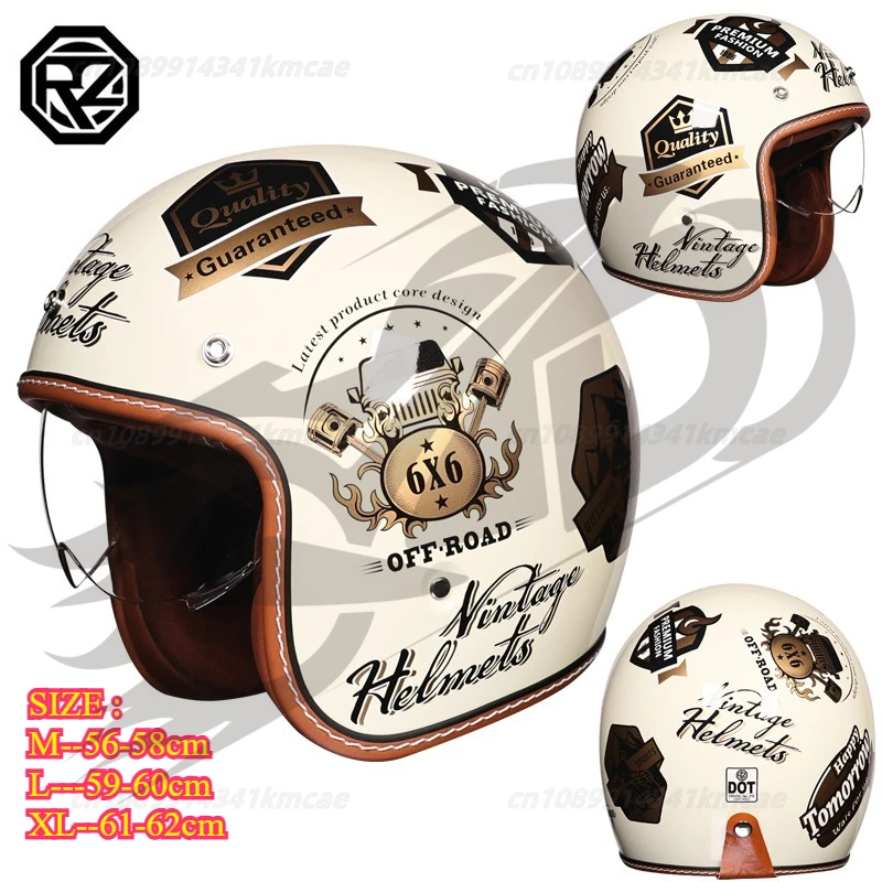 

Orz Vintage Half Helmet Tide Motorcycle Electric Vehicle Pedal Vintage Helmet Three-quarters Helmet Unisex cascos para moto