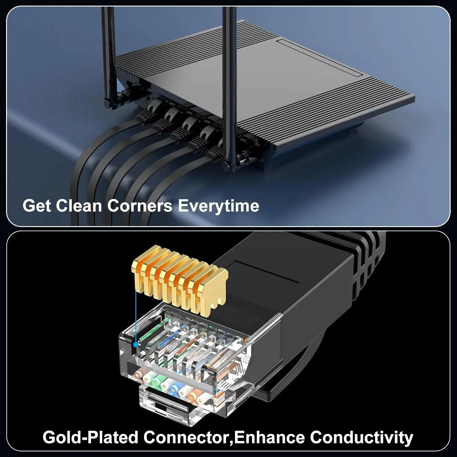 كابل مسطح إيثرنت Cat 6، خارجي وداخلي بسرعة 10 جيجابت في الثانية يدعم شبكات Cat6a Cat5 Cat5 للألعاب، وXbox، وPS4، والمودم، وجهاز التوجيه