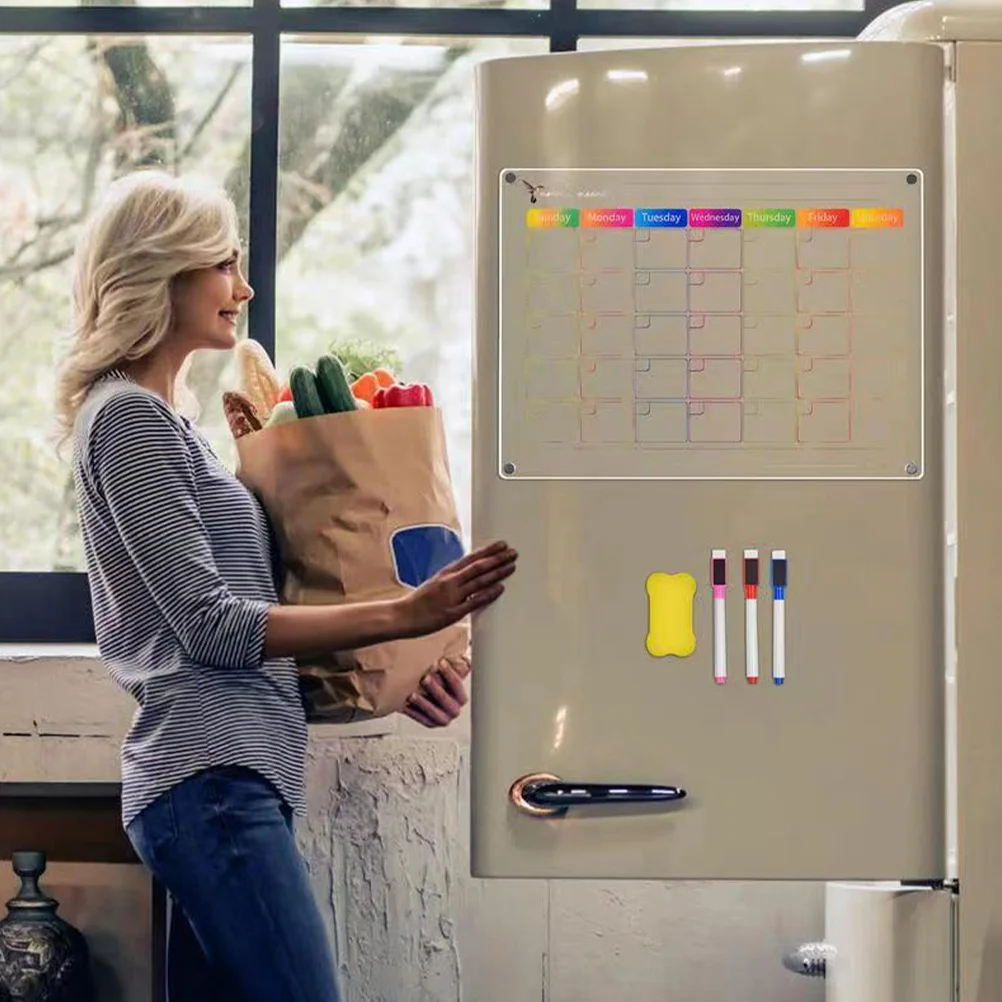 

1Set Magnetic Fridge Calendar Dry Erase Board Monthly Planner Organizer for Refrigerator with Pens Eraser Fridge Calendar Magnet