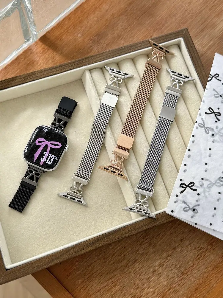 

Butterfly Milanese Metal Straps for Apple Watch Bands 38 40 41 42 44 45 46 49mm Magnetic Mesh Loop Correas for iwatch 10 9 8 7 6