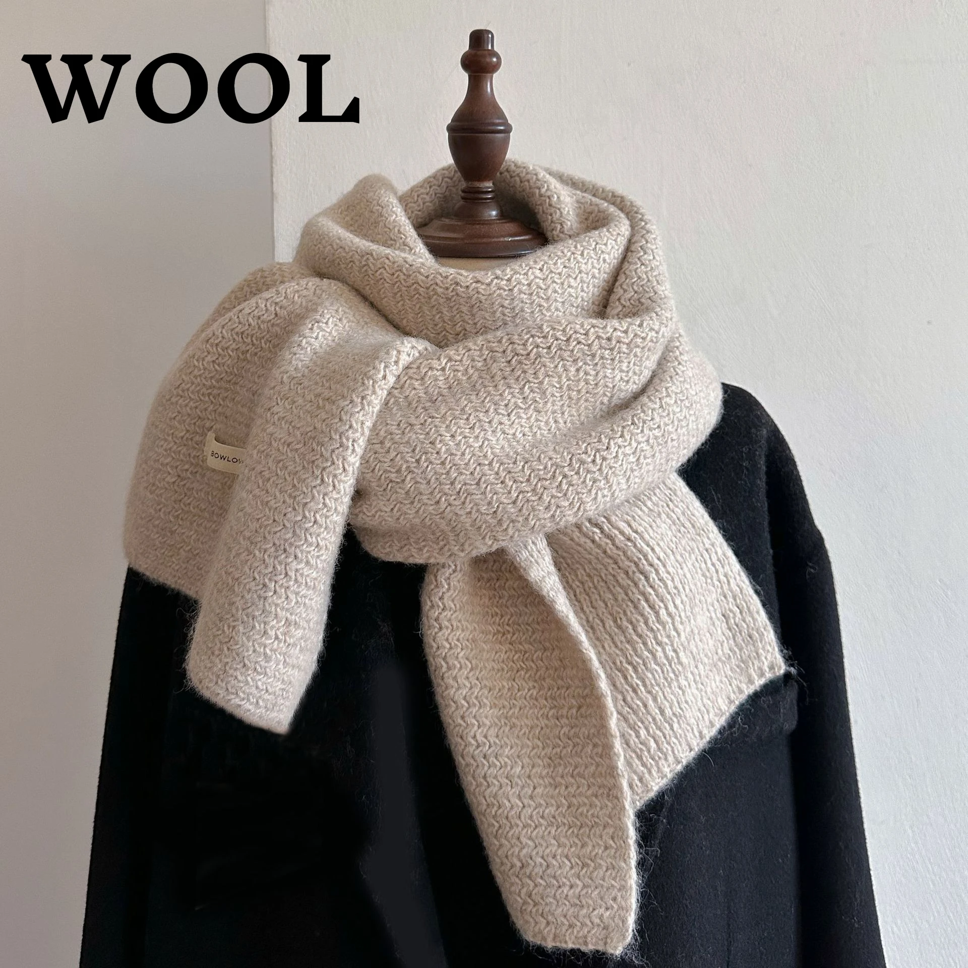 Wool Scarf Men Women Winter Autumn Solid Color Couple Muffler Simple Warm Versatile Knitted Scarf Male Female