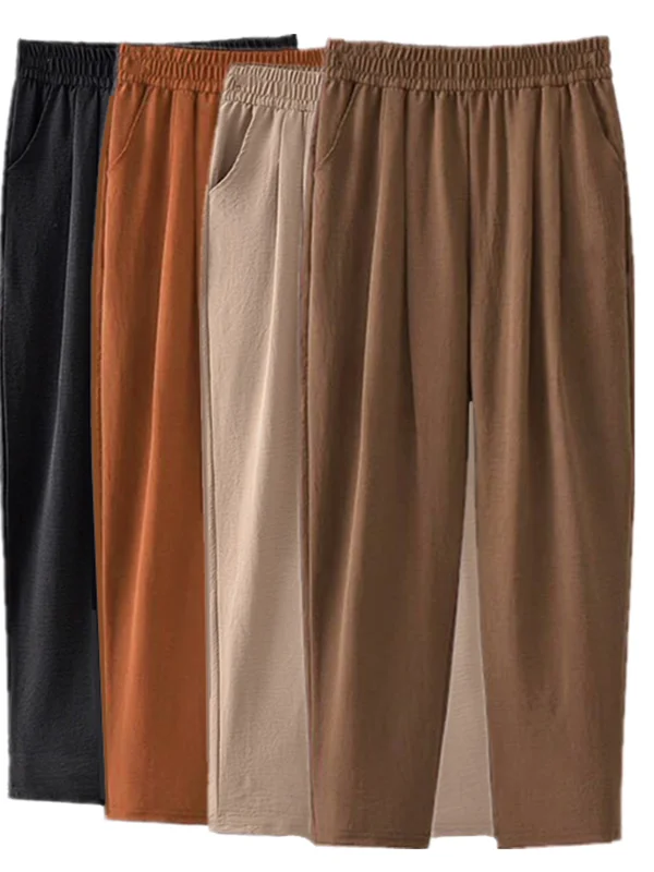 Ice Silk Harlan Pants Women's Summer Thin Nine Points Casual Pants Loose Cabbage Pants Large Size High Waist Elastic Waist