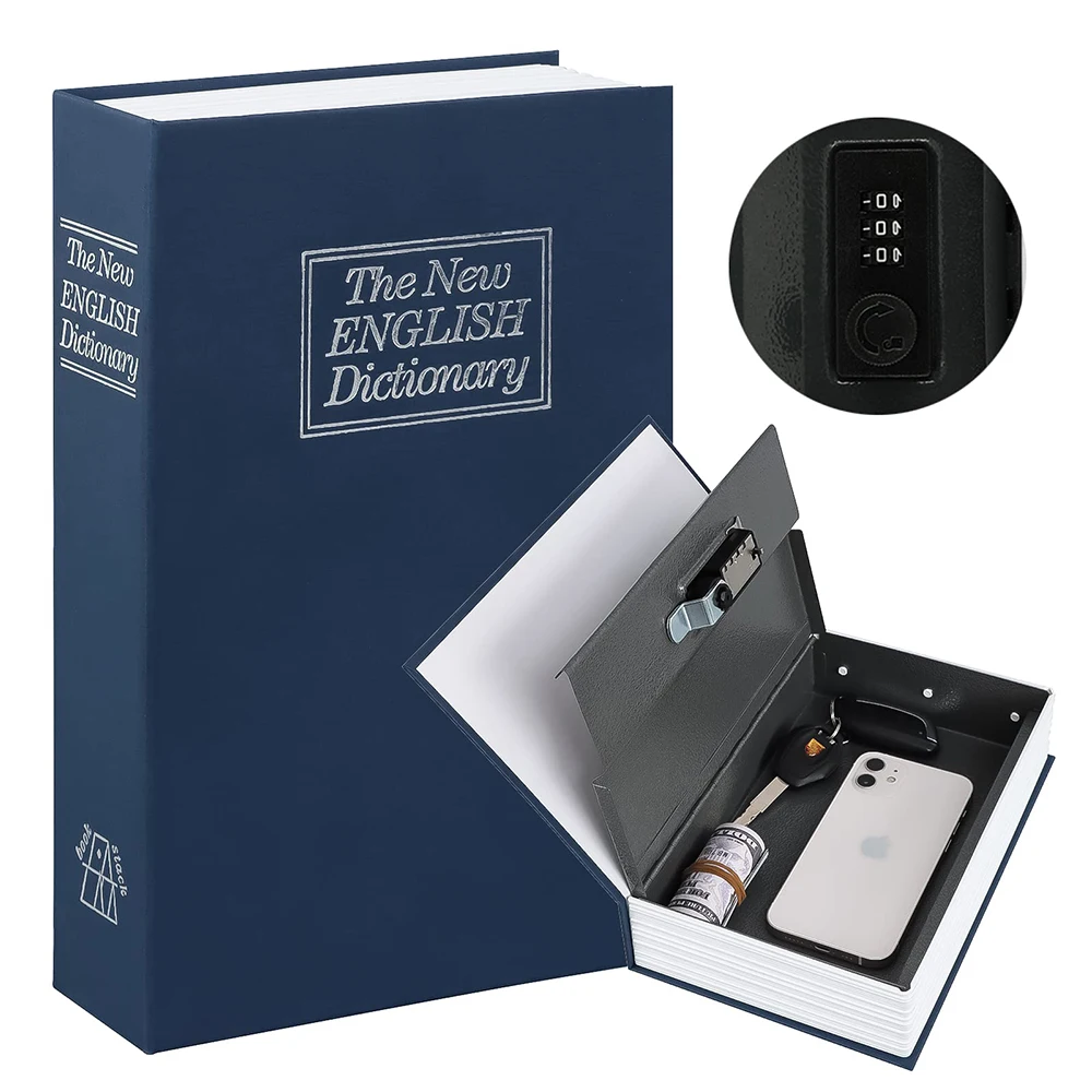 Small Safe Case Booklike with Key Lock - Secure Money and Jewelry Box - Book Disguise - and Secure - Perfect for Home and Office