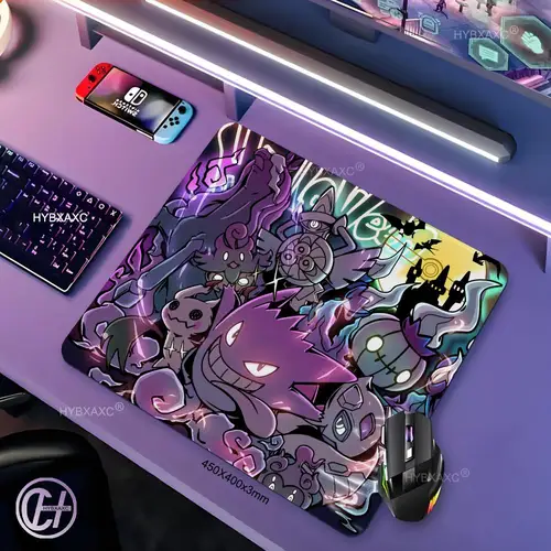 Alfombrilla de ratón P-Pokemon-Gengar Grande, alfombrilla de ratón pequeña LockEdge para jugadores, alfombrilla de escritorio para ordenador, goma antideslizante