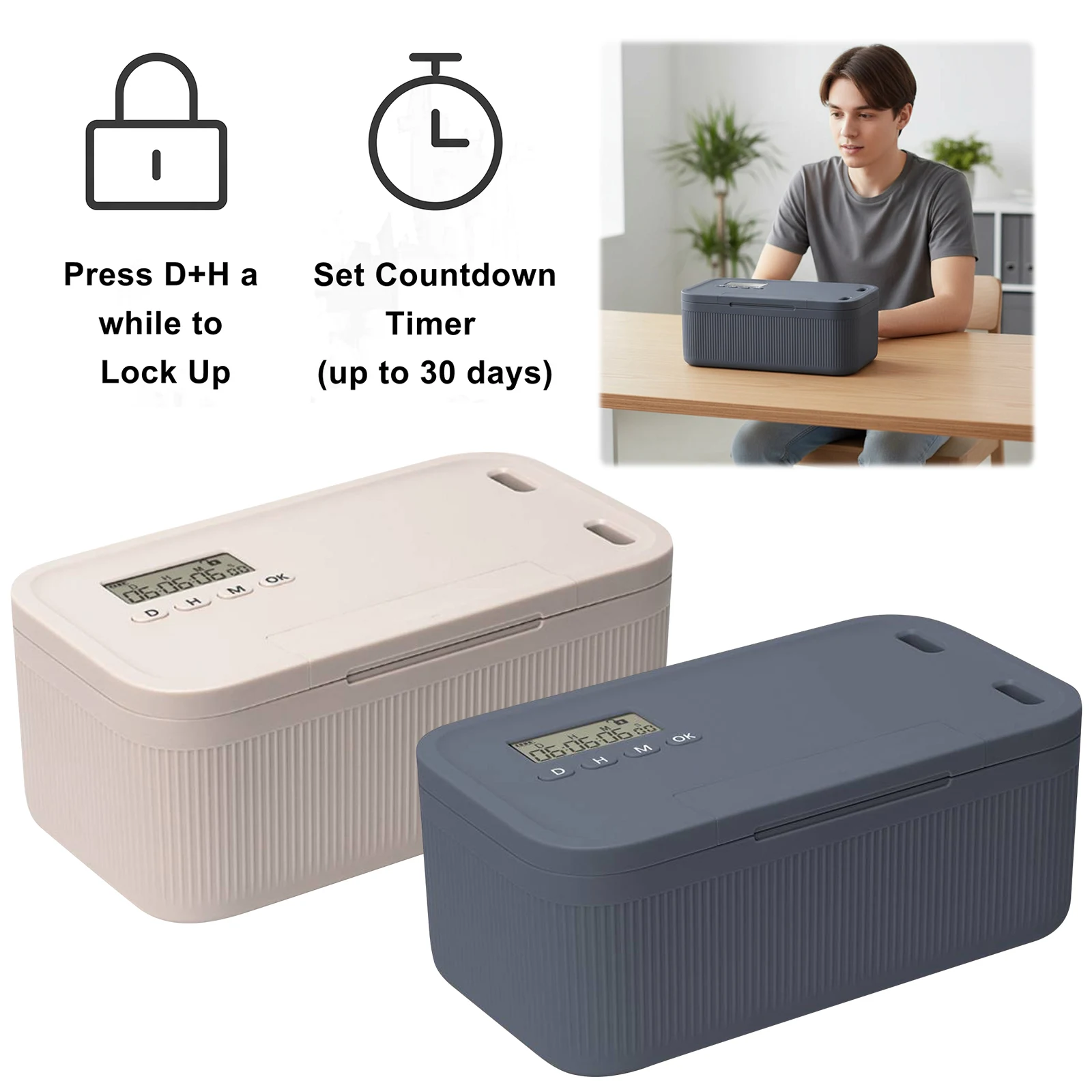 Phone Timer Lock Boxe Electronic Multipurpose Lockable Storage Box with Combination Lock & Digital Timer Safe Storage Organizer