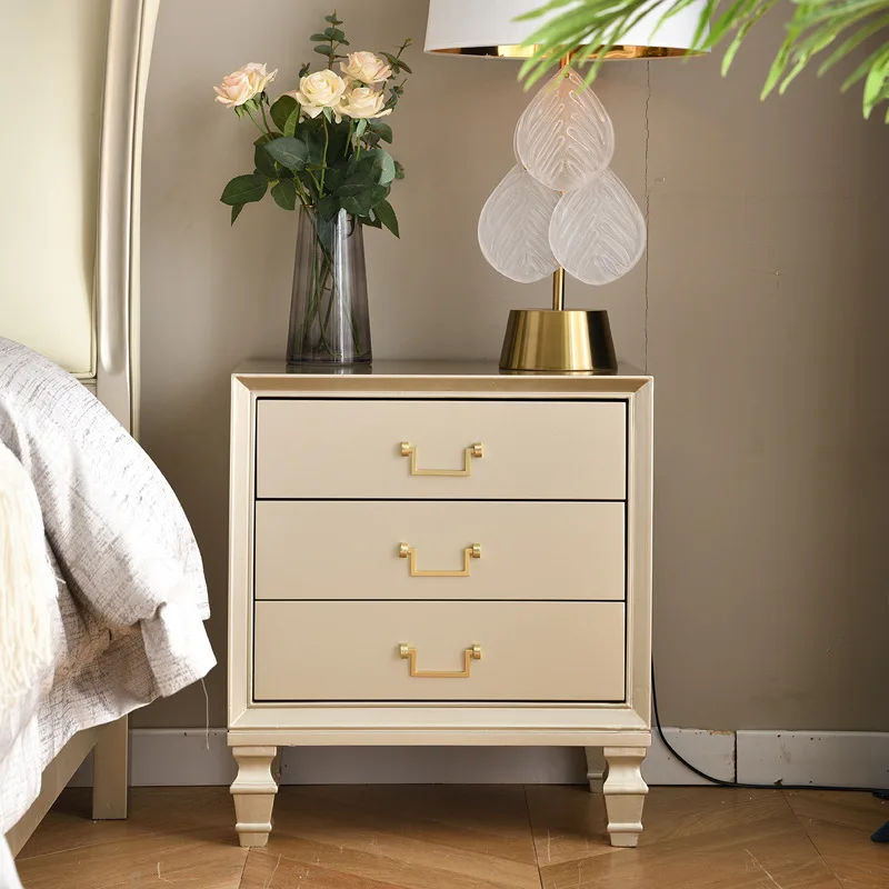 

Light Luxury Bedside Cabinet Solid Wood Simple Atmosphere Luxury Bedroom Lockers Luxury Houses Store Bedside Cabinets