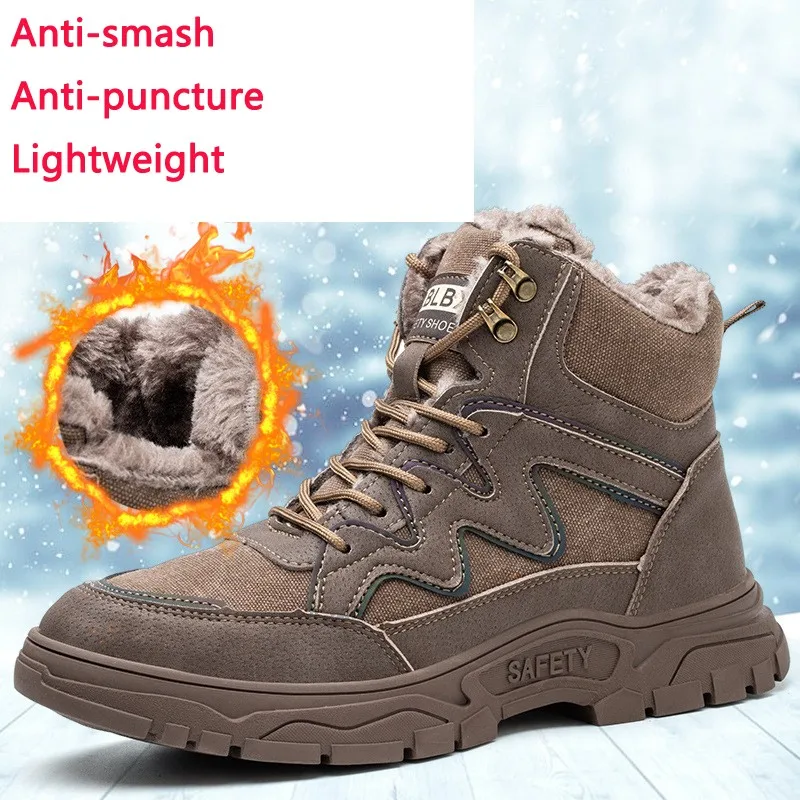 zapatos De Seguridad 2023 New Men's Winter Safety Shoes Boots With Cotton Insulation High Quality Outdoor Work Shoes Plus Size