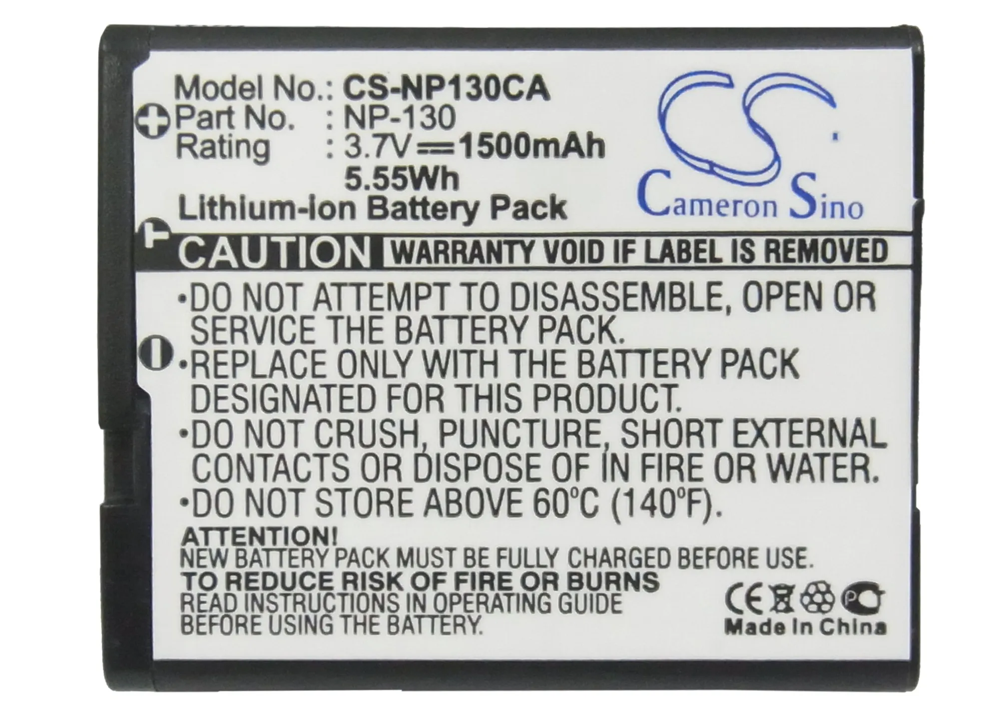 

CS NP-130 NP-130A 1500mAh/1800mAh 3.7V Battery for Casio Exilim EX-H30 EX-ZR100,EX-H30BK,EX-ZR200 Tryx,EX-ZR1100,EX-ZR1200