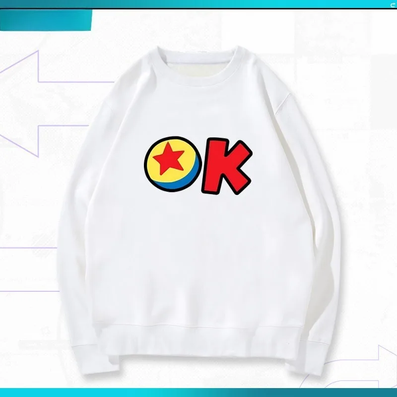 Toy Story Woody Buzz Lightyear Vari stili stampati Felpa con cappuccio girocollo in cotone Top versatile da donna