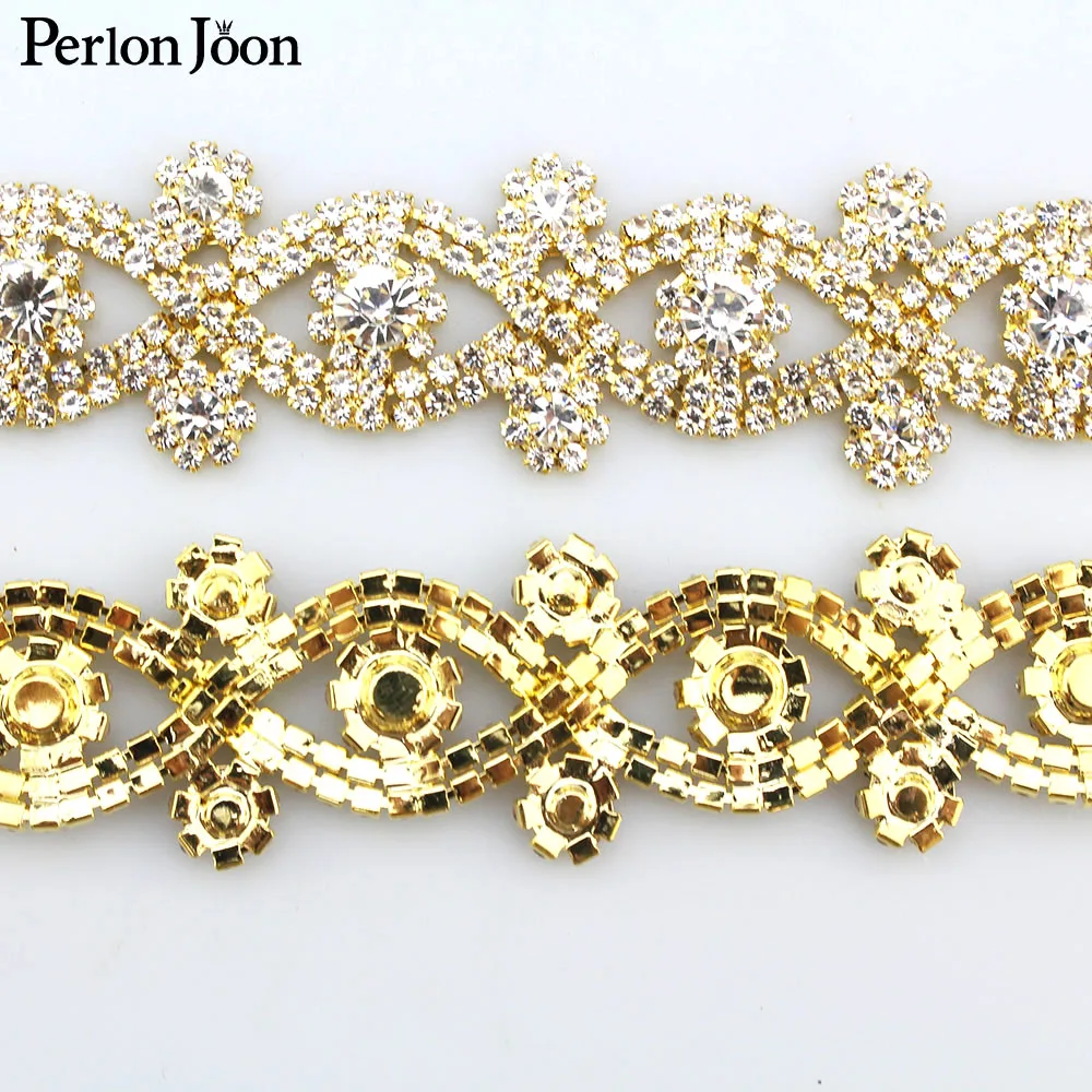 X-vorm AB kleur Symfonie kristallen strass trim metalen ketting Lint voor jurk, tas, schoenen accessoires ML013