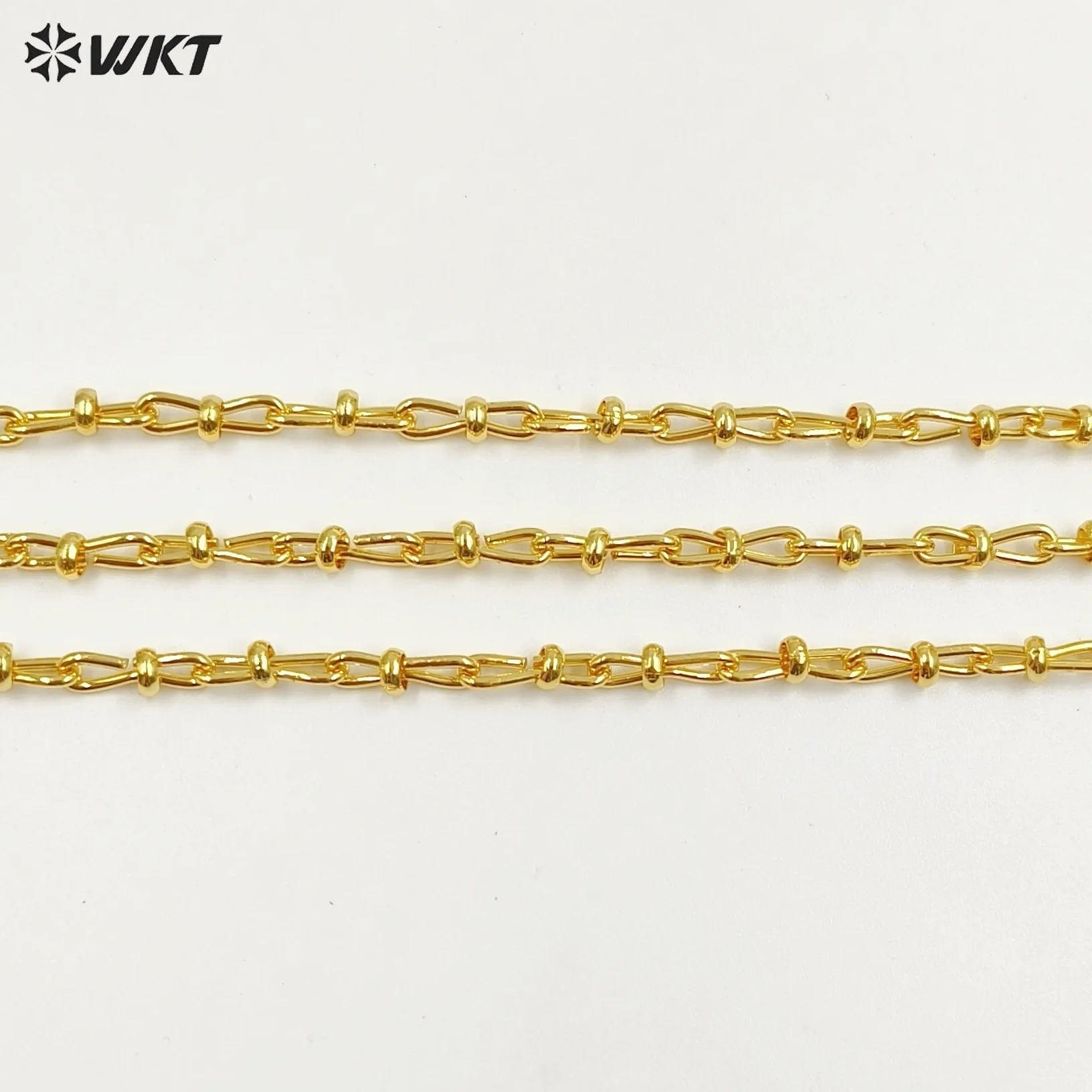 

WT-BC255 Yellow Brass Handmade Jewelry Chain For Bracelet Or Necklace Design Semi-Finished Product Accessory