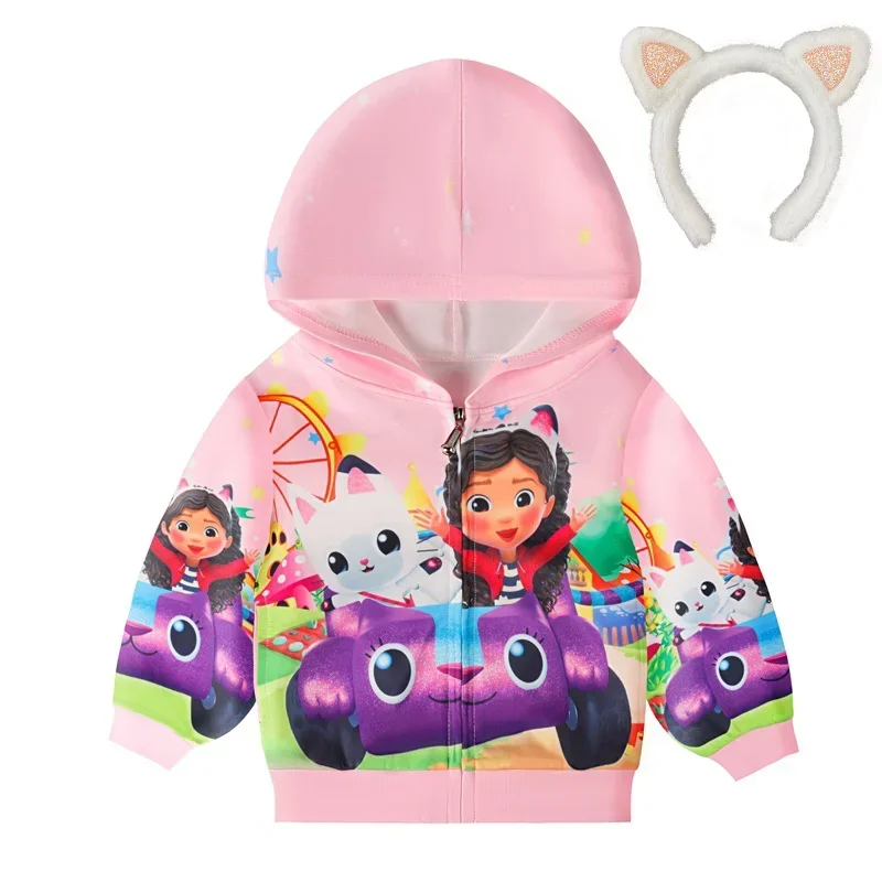 Vêtements de maison de course de Gabby pour enfants, sweat à capuche cosplay pour filles, veste à fermeture éclair pour tout-petits, vêtements pour garçons, manteau pour bébés filles, chats Gabby