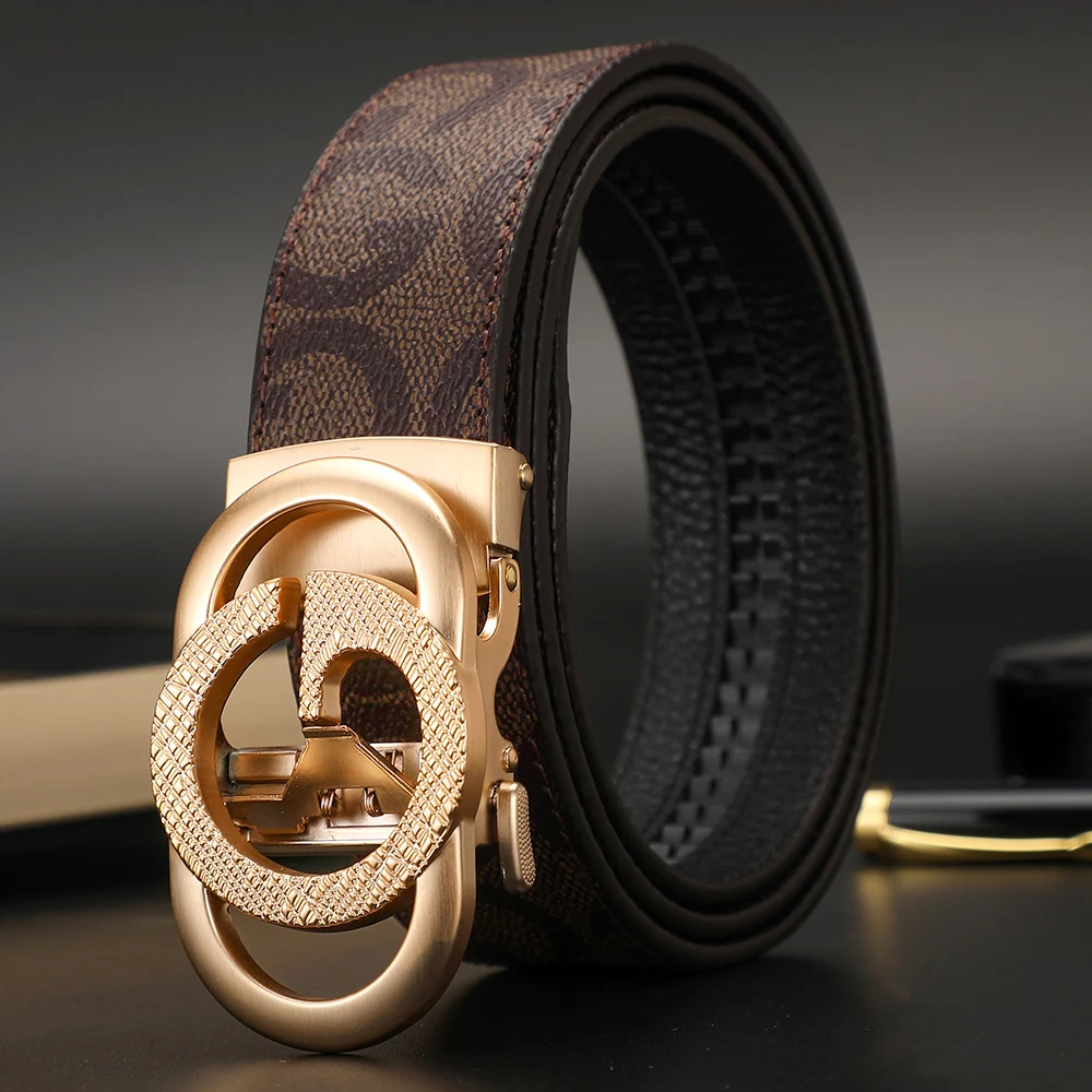 2024 New Luxury Designer G Belts Men High Quality Genuine Leather Male Canvas belt  Automatic Buckle Dress Strap Belt for Jeans