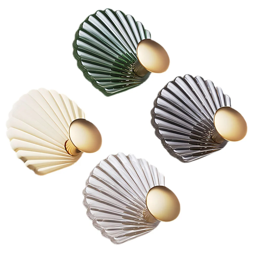 

4 Pcs Shell Wall Hook Shells Hat Seashell Towel Shaped Adhesive Hooks Storage Hanger Sundries Light Luxury