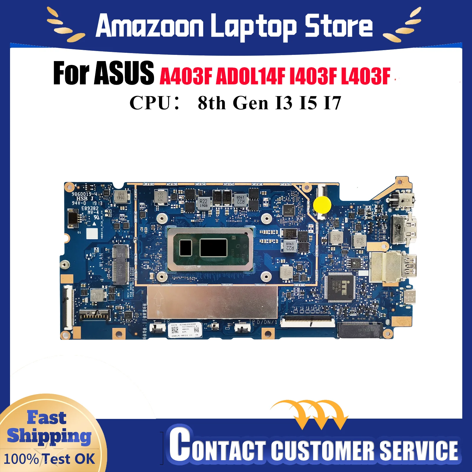 

X403FA Материнская плата для ноутбука ASUS VivoBook X403F L403F X403FAC A403F X403FA F403F I403F ADOL14F Материнская плата с процессором I3 I5 I7 stk
