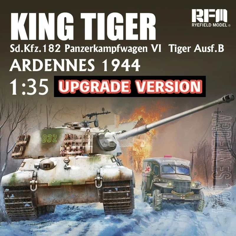 

Ryefield model plastic scale assemble tank model kit RM-5138 German King Tiger Ardennes 1944 (upgrade version) 1/35