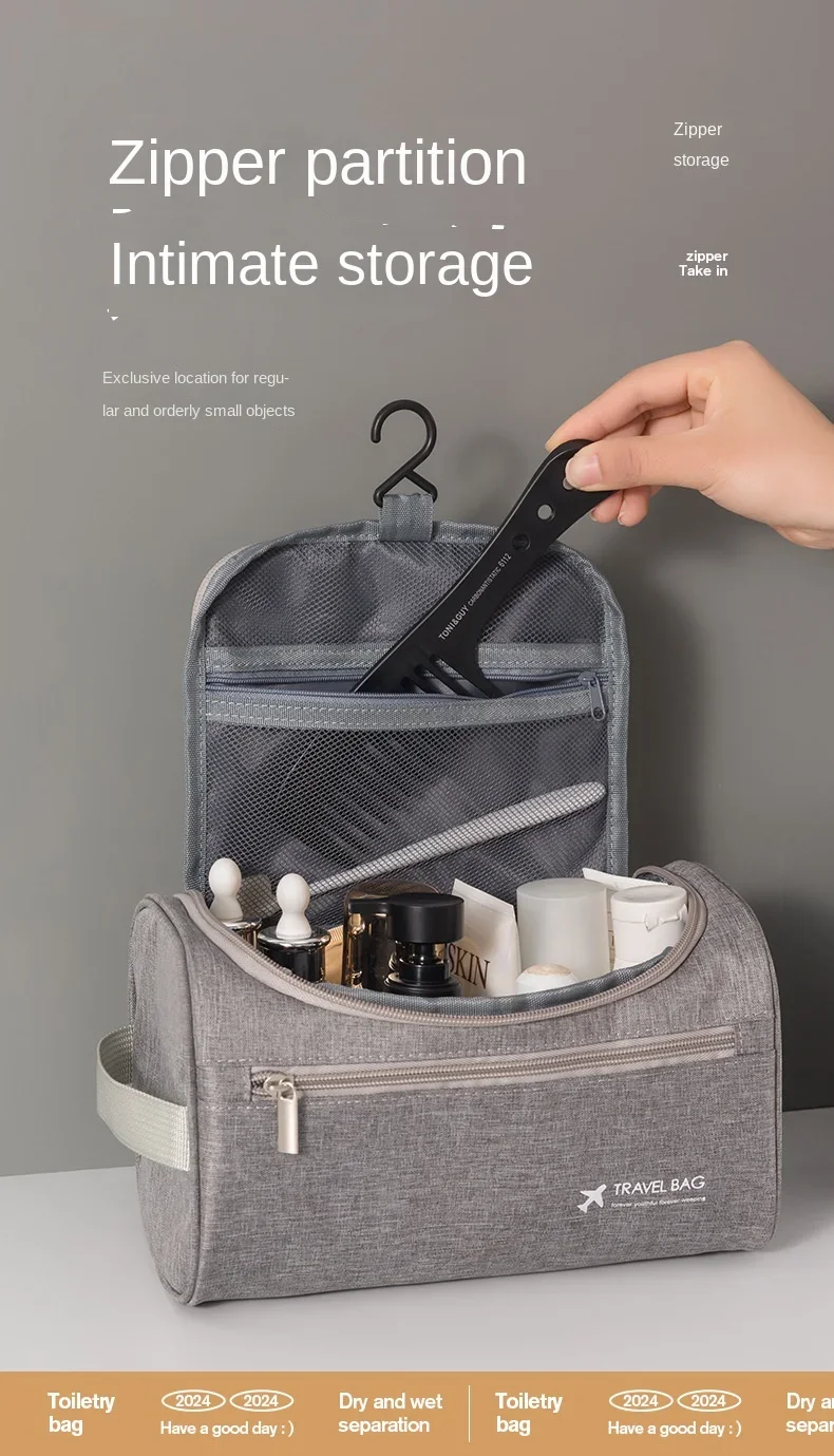 Wasserdichte Männer Kosmetische Lagerung Tasche Hohe Kapazität Nylon Reise Kulturbeutel Organizer Hängen Frauen Zipper Make-Up Waschen Beutel – Detail 4