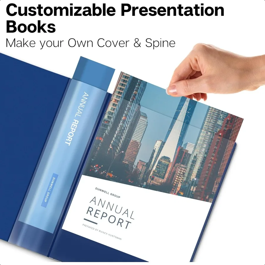 Raccoglitore con buste in plastica Libro di presentazione blu da 48 tasche Cartella portfolio 8,5 x 11 con fogli trasparenti Protezioni Display 96Pa